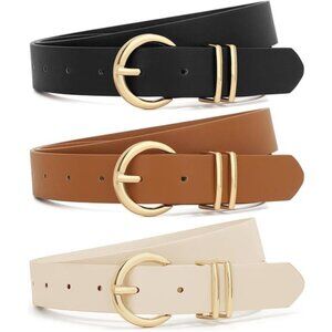 3 Pack Women Belts For Jeans Dresses Pants Ladies Leather Waist Belt